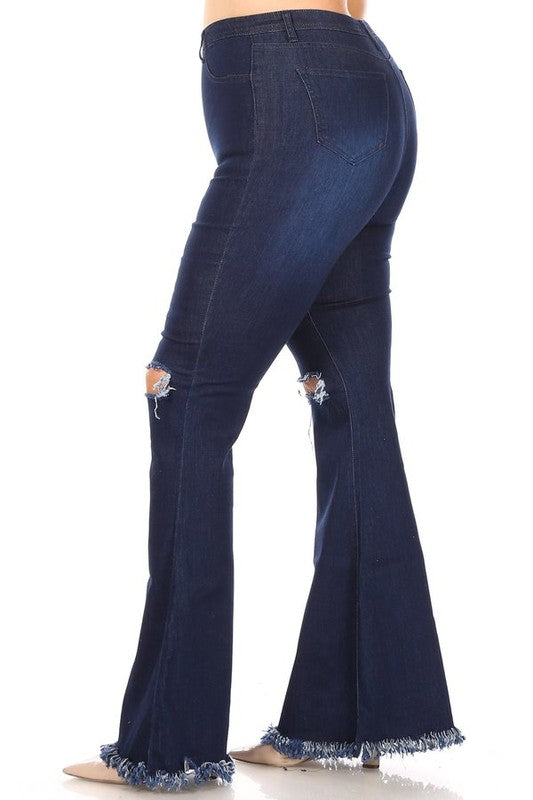 Plus Size Knee Slit Bell Bottoms