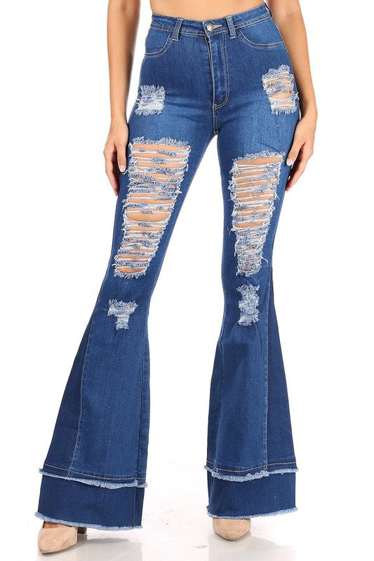Too Much Flare Distressed Bell Bottoms