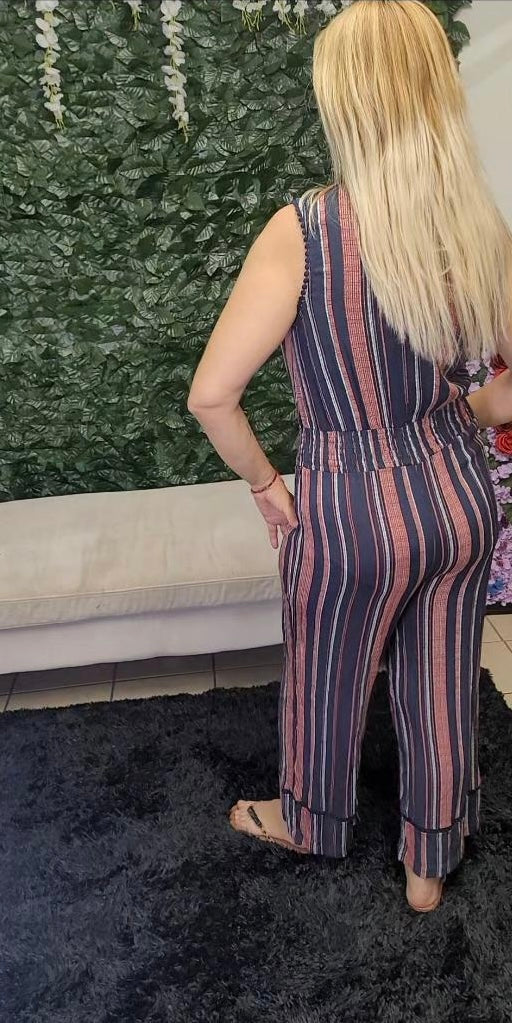 Celestial Striped Romper – Lightweight & Flattering Fit